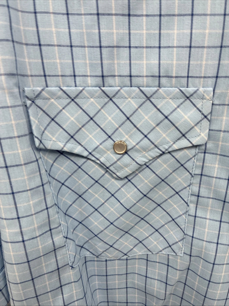 New Men’s ELY Cattleman Blue Short Sleeve Pearl Snap 3XL E-37