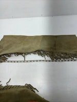 NOS Tan Show Chaps With Fringe Adjustable Waist 33” L-27