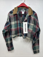New Women’s Panhandle Slim Plaid Long Sleeve Button Up Crop Top XL MM-115