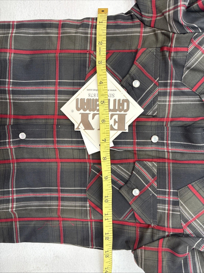 New Boys ELY Cattleman Green Plaid Long Sleeve Pearl Snap XS DD-128
