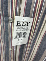 New Men’s ELY Cattleman Multicolor Stripe Short Sleeve Pearl Snap 3XL M-82