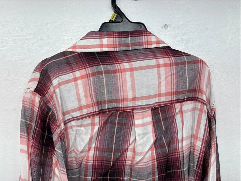 New Women’s Cumberland Pink Plaid Design Long Sleeve Pearl Snap Large II-105