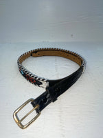 New Black Genuine Leather Beaded 28” Belt NN-34