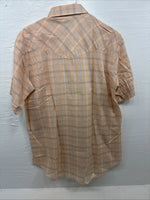 New Men’s ELY Cattleman Orange Plaid Short Sleeve Pearl Snap Large X-24