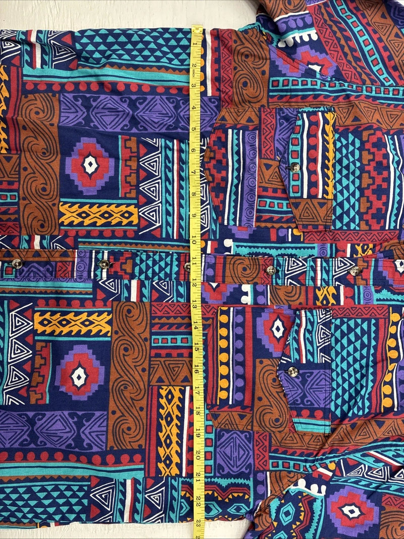 New Men’s San Angelo Multicolor Design Short Sleeve Bottom Up Large AA-60