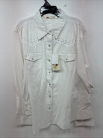 New Women’s Cumberland White Gem Long Sleeve Pearl Snap 2XL LL-82
