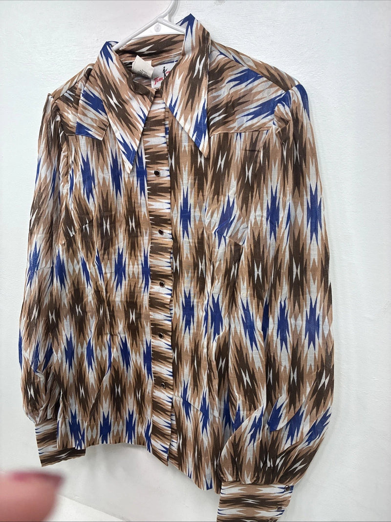 New Women’s Tem Tex Multicolor Long Sleeve Pearl Snap Size 38 KK-102