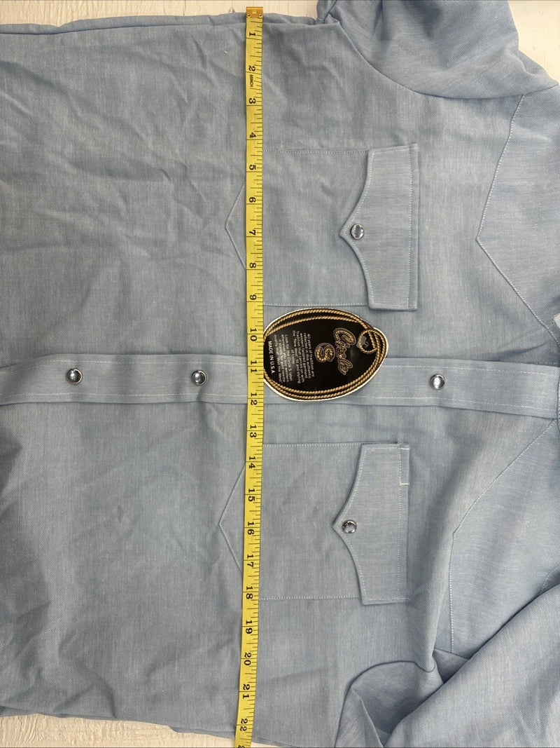 New Men’s Circle S Blue Long Sleeve Pearl Snap 16 X 36 Large X-62