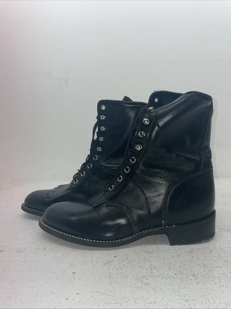 New Men’s Black Lace Up Acme Cowboy Boots. 5790 9 E W. 3-81