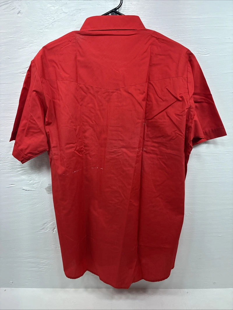 New Men’s ELY Cattleman Red Western Short Sleeve Pearl Snap 17 XL T-66