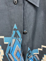 New Women’s Cumberland Blue Black Design Long Sleeve Button Up Medium YY-65