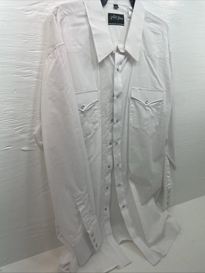 New Men’s White Horse White Long Sleeve Pearl Snap 3XL E-19
