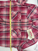New Women’s Cumberland Pink Plaid Long Sleeve Pearl Snap Large GG-69