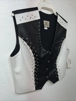 New Women’s 1849 Authentic Ranchwear Black White Western Vest XL #2929 UU-35