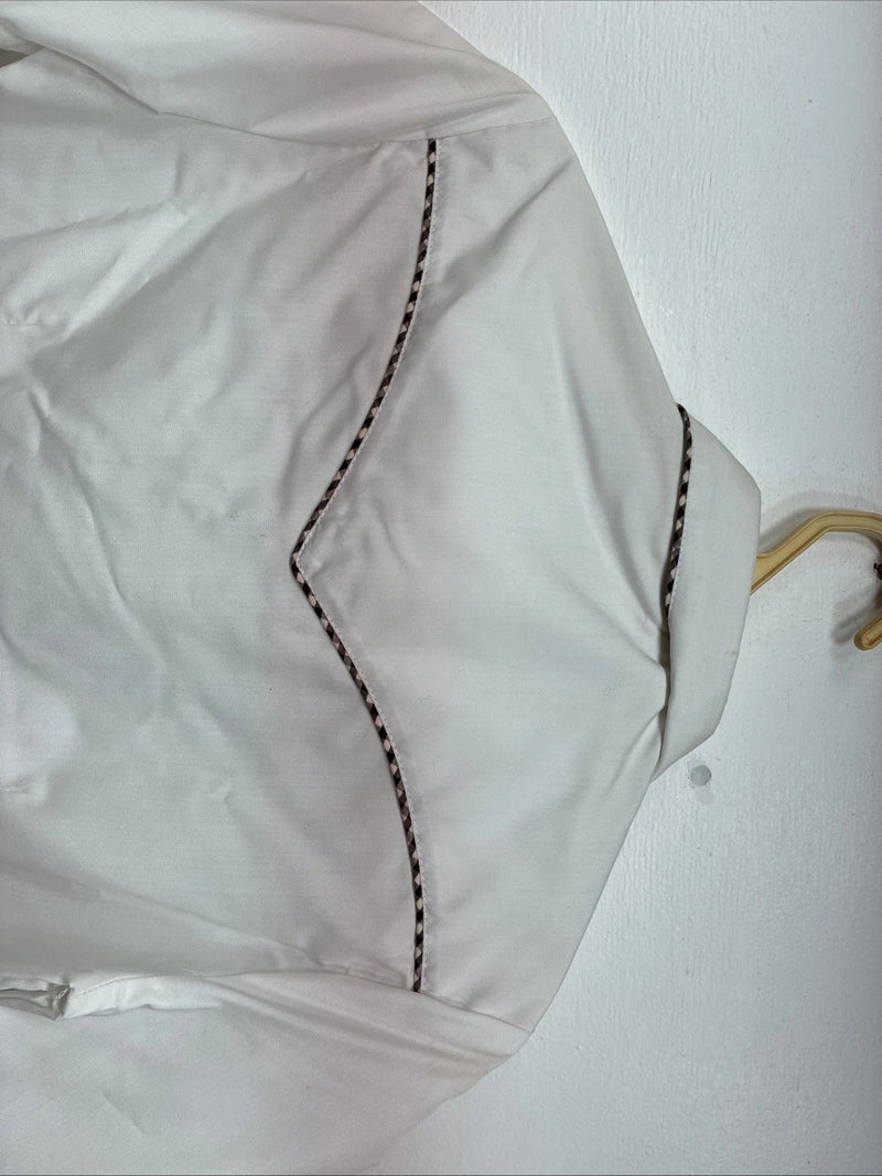 New Women’s H Bar C White Designed Short Sleeve Pearl Snap Size 30 DD-140