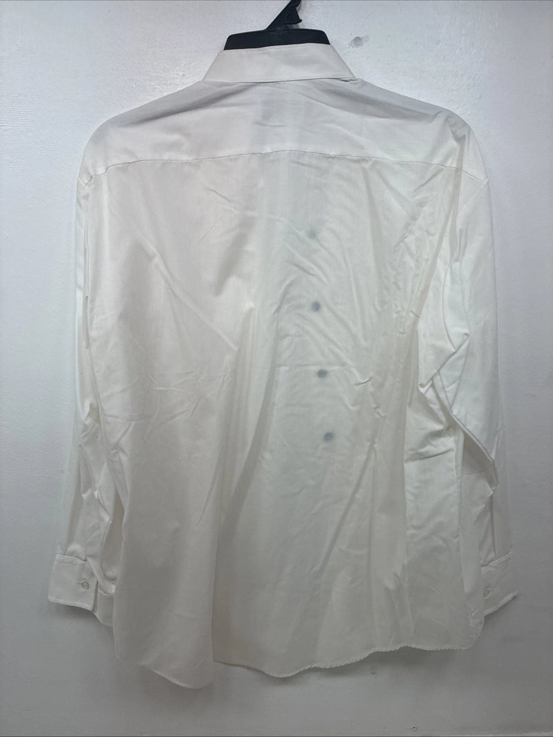 New Formal Matt White Long Sleeve Button Up English Shirt XL TT-41