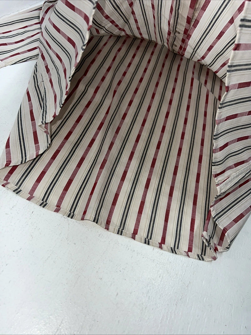 New Men’s Pink Stripped White House Long Sleeve Pearl Snap Shirt. XL S-31