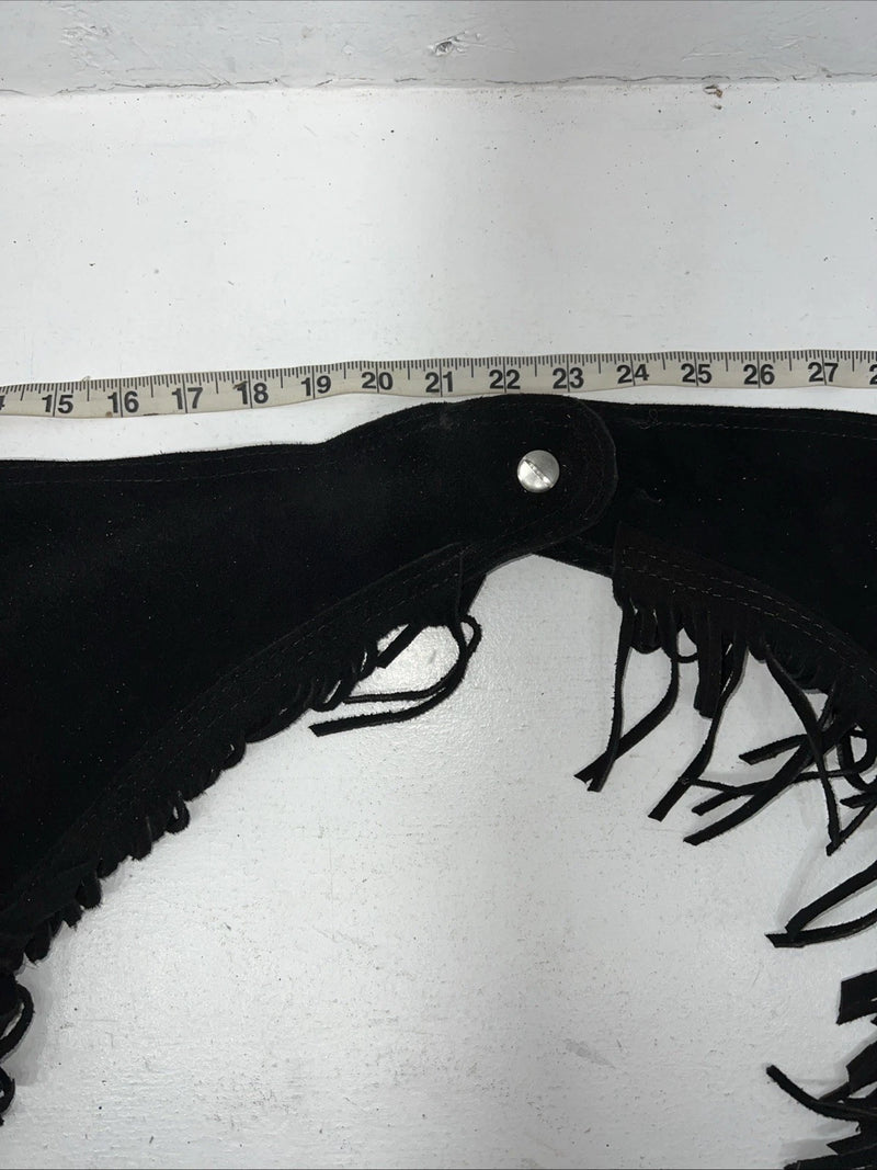 NOS Black Show Chaps With Fringe Adjustable Waist 41” N-21