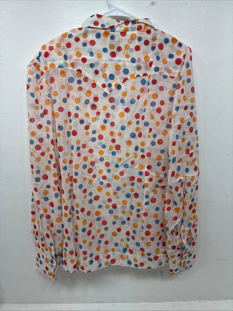 New Women’s Tem Tex Polkadot Long Sleeve Pearl Snap Size 40 II-83