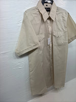 New Men’s White Horse Tan Stripe Short Sleeve Pearl Snap XL R-43