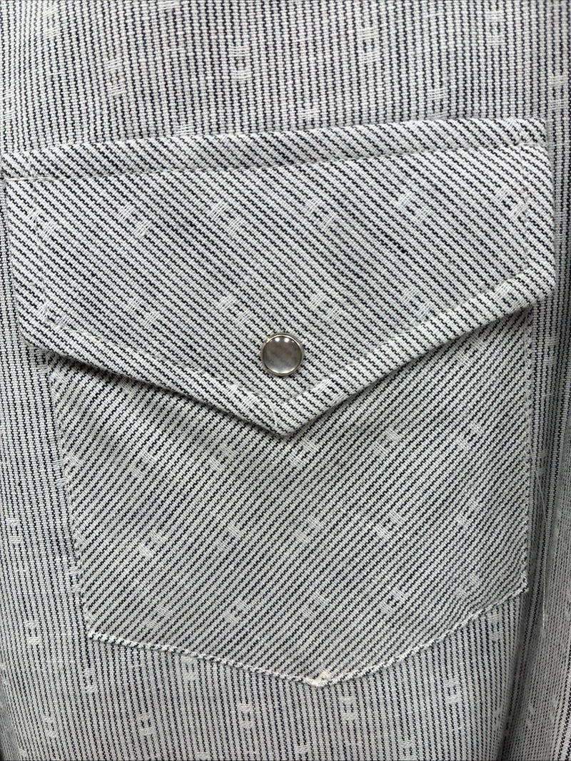 New Men’s Champion Western Gray Long Sleeve Pearl Snap 15.5 Medium F-105