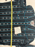 New Women’s Cumberland Blue Western Long Sleeve Pearl Snap Large DD-70