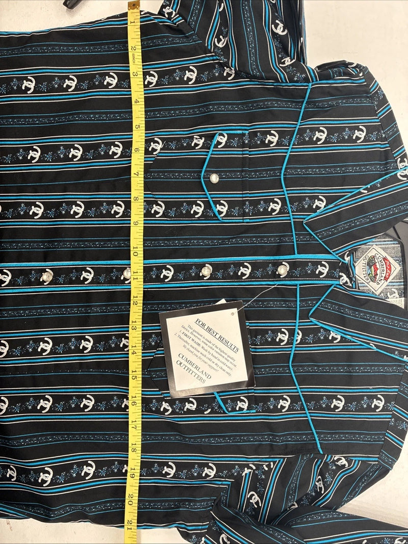 New Women’s Cumberland Blue Western Long Sleeve Pearl Snap Large DD-70