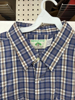 New Men’s Mesquite Blue Flannel Long Sleeve Pearl Snap 20 X 36 4XL  H-62