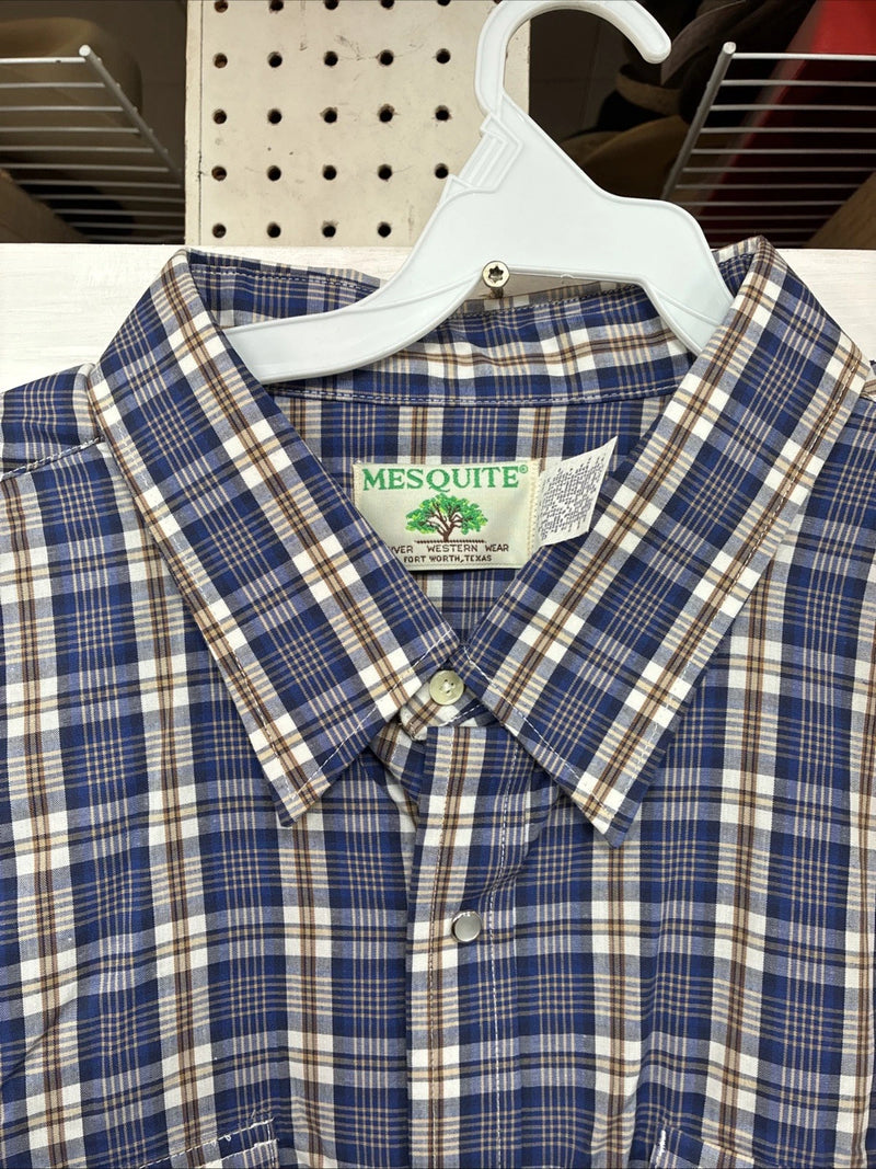 New Men’s Mesquite Blue Flannel Long Sleeve Pearl Snap 20 X 36 4XL  H-62