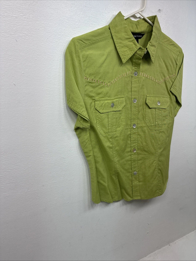 New Women’s Gordon James Green Short Sleeve Button Up Medium KK-19