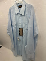 New Men’s Panhandle Slim Blue Stripe Long Sleeve Pearl Snap 2XL H-59