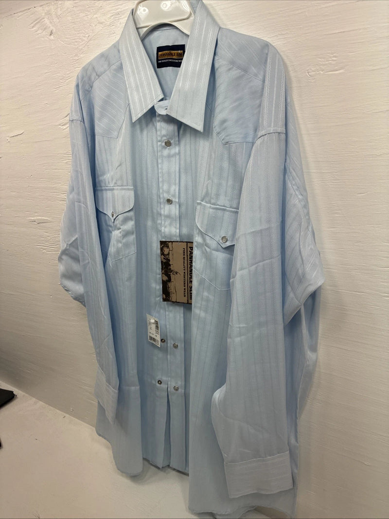 New Men’s Panhandle Slim Blue Stripe Long Sleeve Pearl Snap 2XL H-59