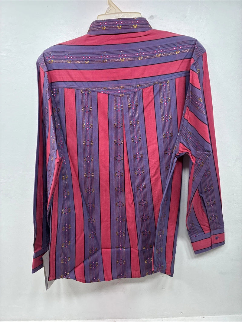 New Women’s Wrangler Pink Purple Long Sleeve Button Up Large LL-41