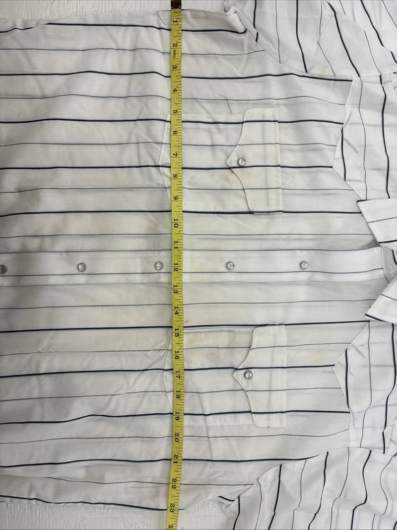 New Men’s Panhandle Slim White Stripe Short Sleeve Pearl Snap 16.5 Large CC-6