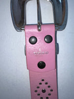 New Pink Genuine Leather Silver Bling L Belt #N3431630 Z-60
