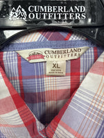 New Women’s Cumberland Pink Purple Plaid Long Sleeve Pearl Snap XL GG-60