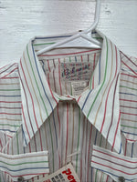 New Women’s Rock mount White Stripe Long Sleeve Pearl Snap Small AA-52