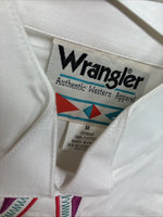 New Women’s Wrangler White Design Long Sleeve Button Up Medium TT-13