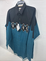 New Men’s Cumberland Blue Black Long Sleeve Pearl Snap Large X-2