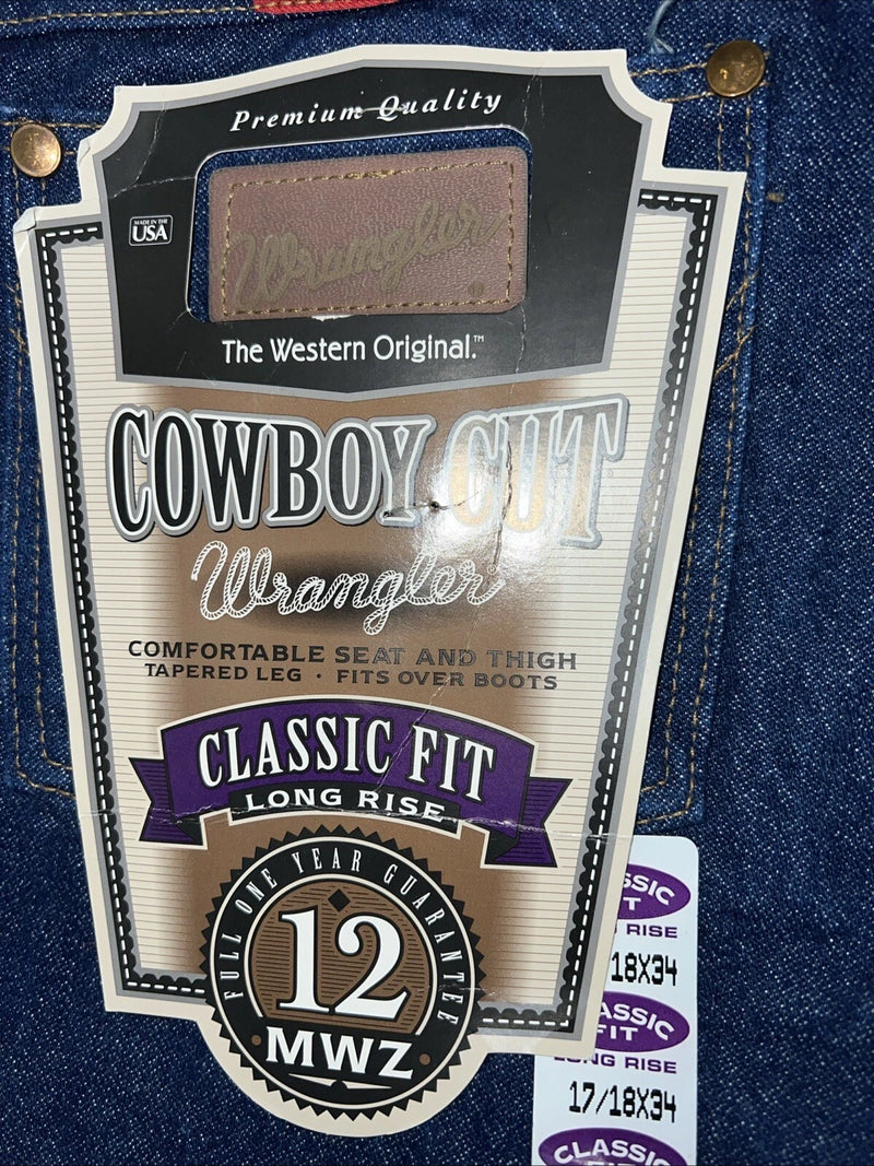New Men’s Cowboy Cut Classic Fit Wrangler Denim Jeans. 17/18x34 F-37