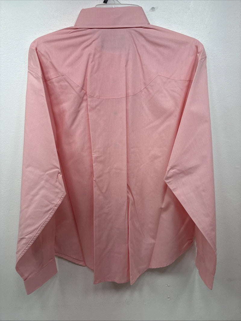 New Women’s White Horse Pink Gem Long Sleeve Pearl Snap Large II-75