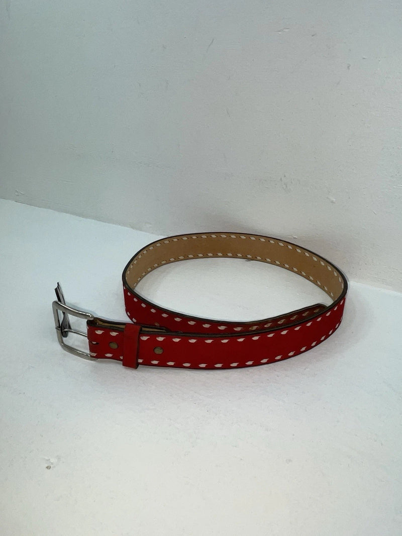 New Red Genuine Leather Nocona Stitched 32” Belt #7031 Z-35