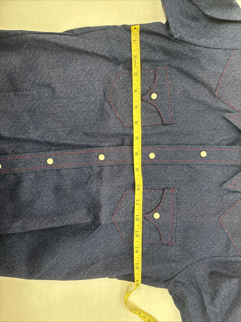 New Kids Tem Tex Blue Jean Long Sleeve Pearl Snap Size 12 LL-3