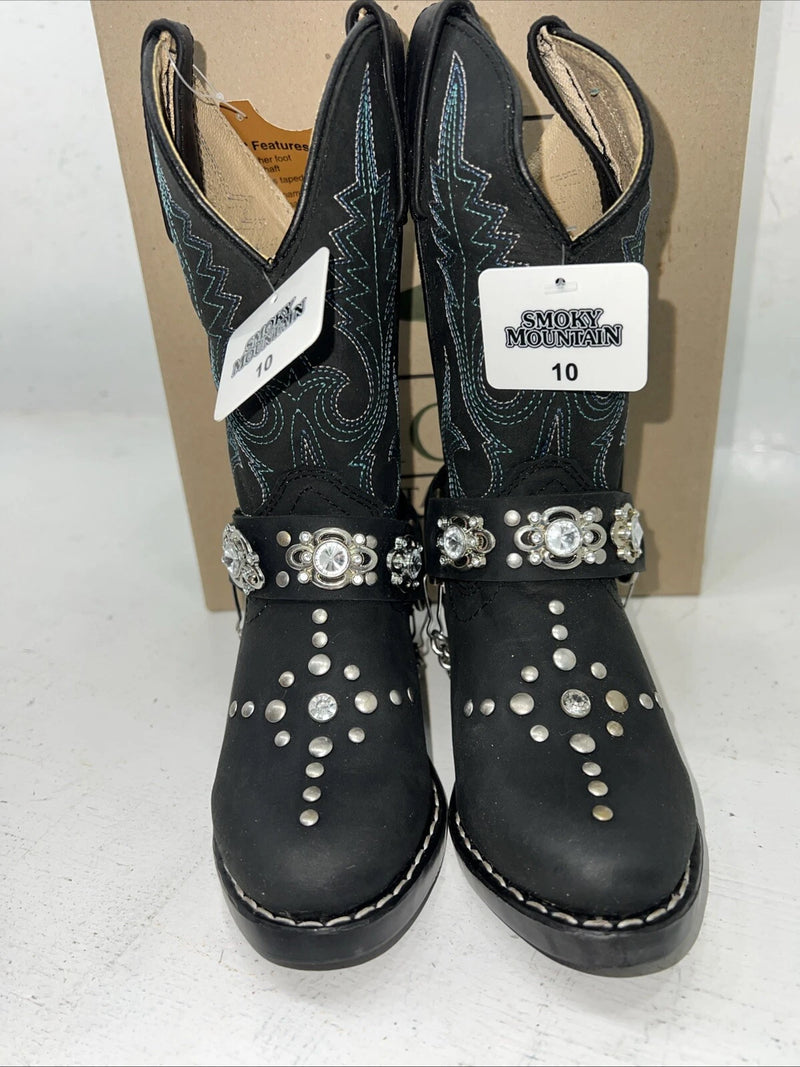 New Children’s Black Smoky Mountain Cowboy Boots. 3283 C. 10 D. 24-45
