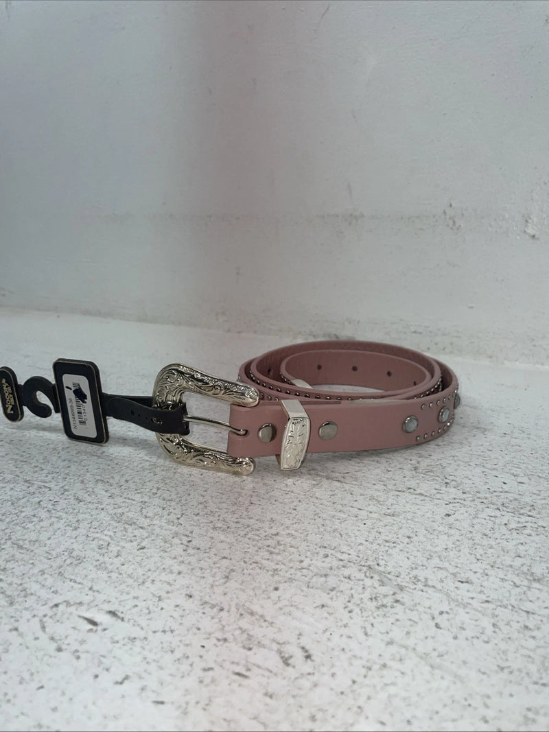 New Pink Genuine Leather Nocona Silver Bling 36” Belt #N1344999 Z-31