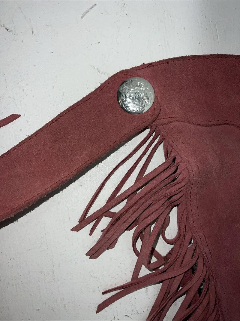 NOS Pink Show Chaps With Fringe Adjustable Waist 31” I-79