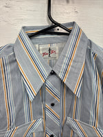 New Men’s Tem Tex Blue Stripe Long Sleeve Pearl Snap 16 X 33 Large R-16