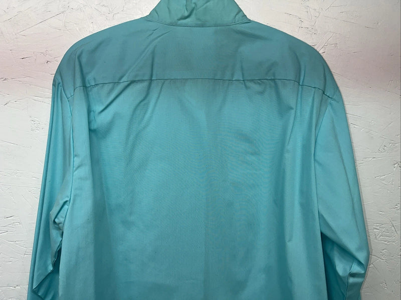New Women’s Blue Western Collection English Long Sleeve Button Up Shirt 14 3B-76