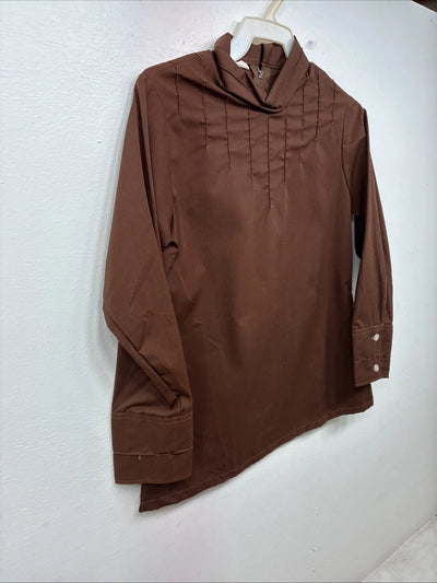 New Kids Brown Long Sleeve Half Zip Show Shirt Size 12 TT-125
