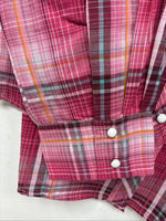 New Girls Cumberland Pink Plaid Long Sleeve Pearl Snap Medium DD-92